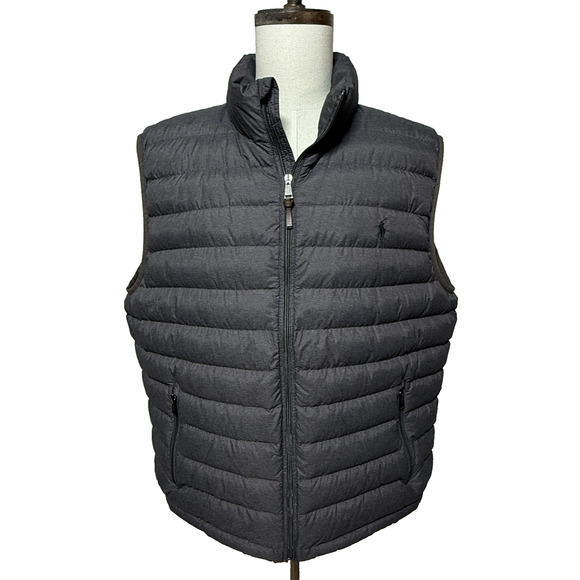 Polo Ralph Lauren Other - Polo Ralph Lauren Puffer Vest Mens XXL Gray Quilted Full Zip Outdoors Hiking